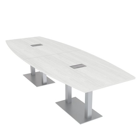 SKUTCHI DESIGNS 10Ft Boat Modular Table with Electric And Data, Square Bases, 10 Person Table, White Cypress HAR-BOT-46X119-DOU-ELEC-WHITECYPRESS